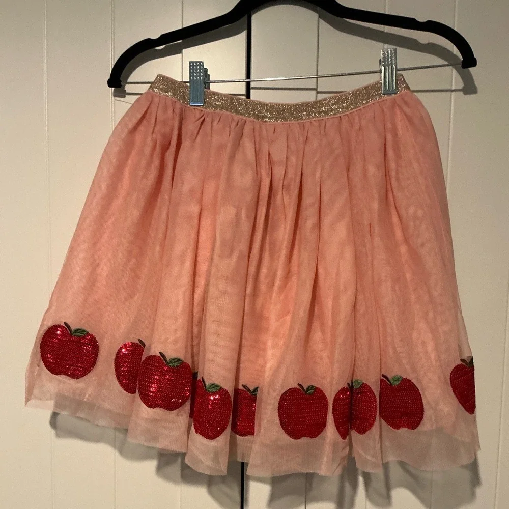 Gymboree Girls Pink Apple Sequin Tulle Tutu Skirt Top Outfit Set Size‎ 12